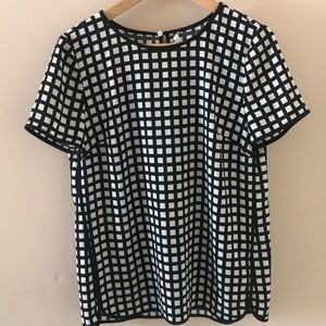J Crew Black and White Patterned Top
